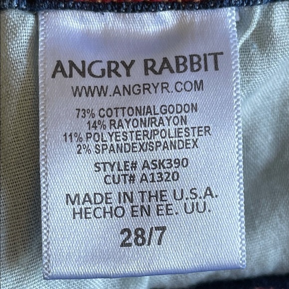 Angry Rabbit jeans distressed made in U.S.A. 28/7 rocker concert casual - Picture 8 of 14